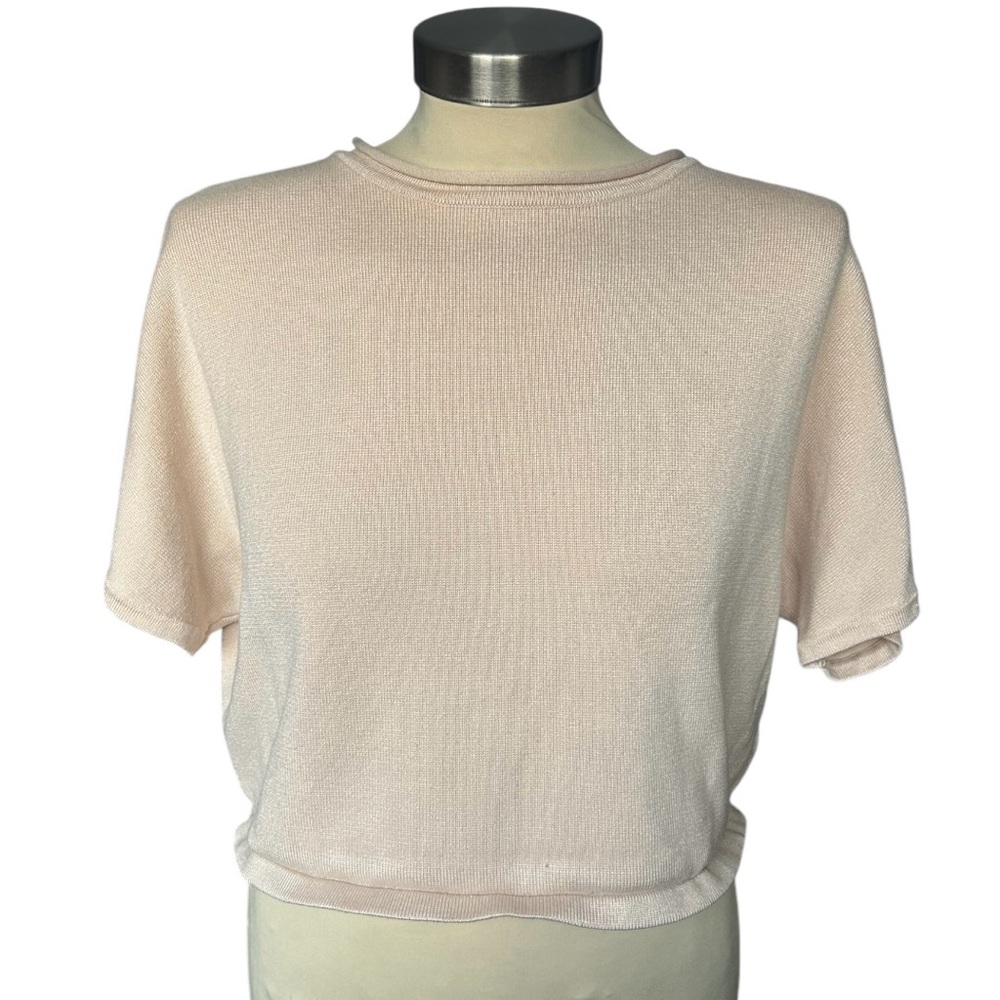 Cream Short Sleeve Cropped Top